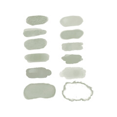 Set of different vector watercolor brushstroke on white isolated background. Watercolor texture in mint color