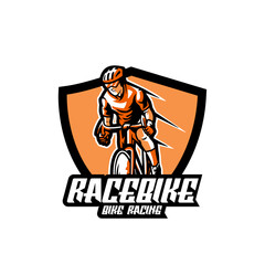 Illustration Race Bike Sport Vector Mascot Logo Style.