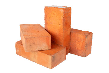 solid fireproof clay brick used for the construction of fireplaces and stoves, on an isolated white background