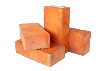 solid fireproof clay brick used for the construction of fireplaces and stoves, on an isolated white background