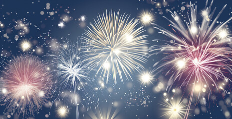 Naklejka premium Dark blue background with bokeh lights and burning bengal lights.