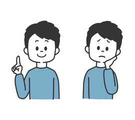 指差しする男性　困る男性