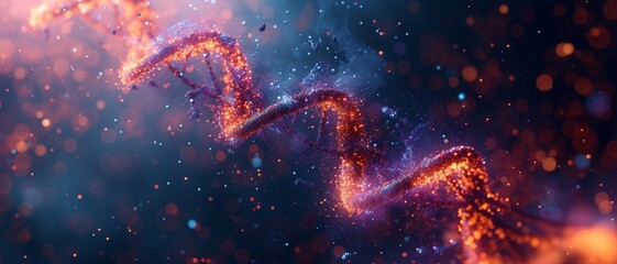 a symmetrical background with intertwining double helix structures of DNA, Dynamic Glowing Double Helix, Radiant Gradients and Abstract Particles in Healthcare Fusion .

