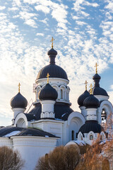 Shot of the domes of the orthodox church.. Religion