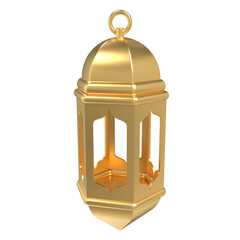 Golden lantern. Arabic lamp. Decoration for ramadan kareem, eid mubarak, islamic new year. 3D rendering illustration