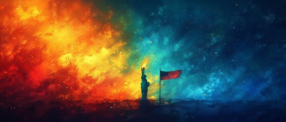 Fiery Flag A Colorful Celebration of Independence Generative AI