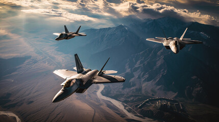 Fighter jet fighters flying in the sky - Powered by Adobe