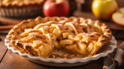 Apple pie on a wooden background. Selective focus. nature.