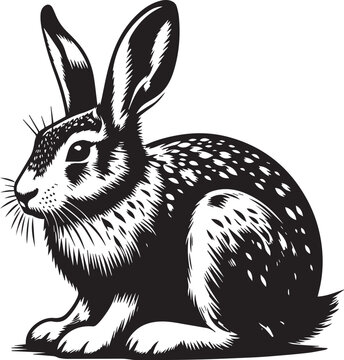 recommend clip art: black and white illustration of rabbit