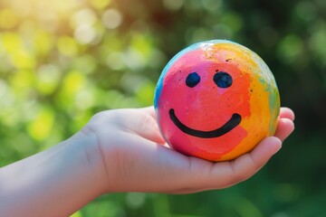 Happy Smiley Emoji client feedback Emoticon, colored Symbol symbolism. Smiling face service responsiveness. Joyfull boost confidence big smile. regurgitate client rating and customer feedback