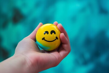 Happy Smiley Emoji articulate Emoticon, colored Symbol rating. Smiling face feedback visualization. Joyfull comfort toy big smile. conflict resolution client rating and customer feedback