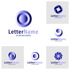 Set of Modern letter O logo design vector. Creative O logo concepts template