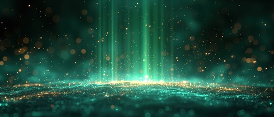 Abstract composition of green gradient neon lights, creating a vibrant and visually striking background