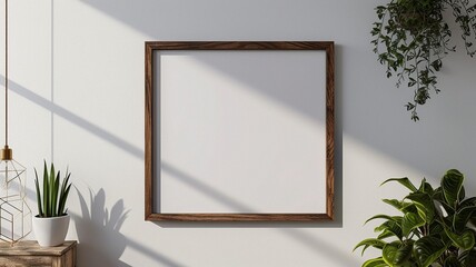 An empty frame for the inscription on the wall. Mock up ,interior design