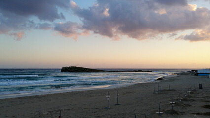 Fototapeta premium In winter, Ayia Napa, Cyprus transforms into a peaceful haven. Enjoy mild weather, uncrowded beaches, and a serene atmosphere. It's a perfect time for a tranquil getaway and exploration.