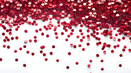 Shiny metallic red round confetti isolated on a white background. Bright decoration. High quality