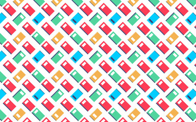 Ready to use book pattern background or texture. Contains colorful notebooks over white background.