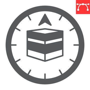 Qibla glyph icon, Ramadan and Islam, qibla compass vector icon, vector graphics, editable stroke solid sign, eps 10.