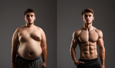 Fototapeta na wymiar Person before and after loosing weight. 