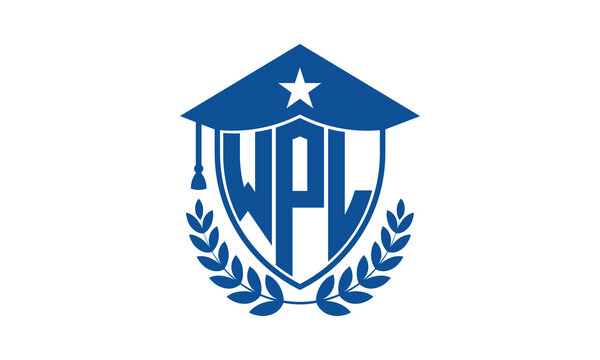 WPL three letter iconic academic logo design vector template. monogram, abstract, school, college, university, graduation cap symbol logo, shield, model, institute, educational, coaching canter, tech
