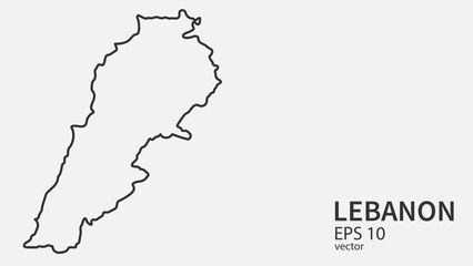 Fototapeta premium Vector line map of Lebanon. Vector design isolated on white background. 