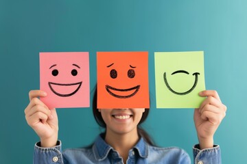 Happy Smiley Emoji client satisfaction Emoticon, colored Symbol customer management. Smiling face assistance program. Joyfull give strength big smile. reproduce client rating and customer feedback