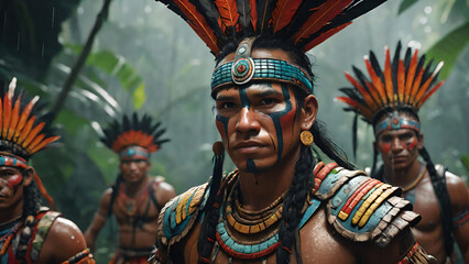 Native American people portrait in the jungle