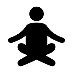 Icon man doing yoga, yogi sits lotus position meditates levitation