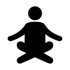 Icon man doing yoga, yogi sits lotus position meditates levitation