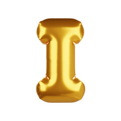 3D gold balloon letter I