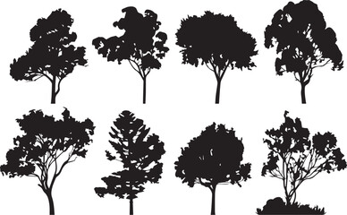 Set Trees. Hand drawn vector illustration	