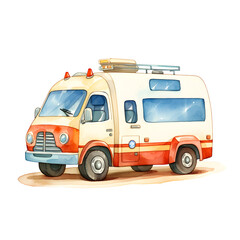 Illustration of an ambulance car on a white background.