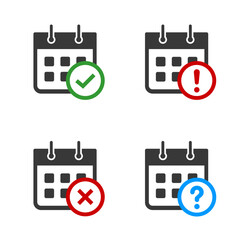 Calendar deadline icon set, stock illustration.