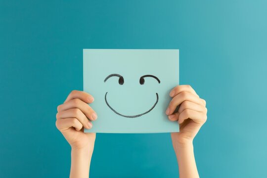 Happy Smiley Emoji tender loving care Emoticon, colored Symbol visual storytelling. Smiling face customer engagement. Joyfull leisurely big smile. mirror image client rating and customer feedback