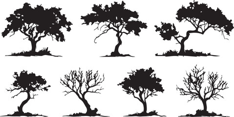 Set Trees. Hand drawn vector illustration	
