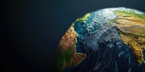 Fototapeta premium Close up view of the Earth against a dark background. Suitable for various applications