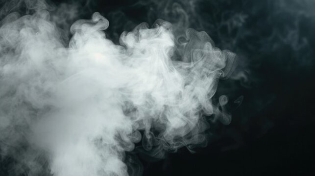 Close-up image of smoke on a black background. Perfect for adding a mysterious or atmospheric element to designs