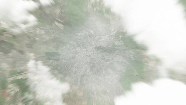Earth zoom in from space to Lviv, Ukraine. Followed by zoom out through clouds and atmosphere into space. Satellite view. Travel intro. Images from NASA