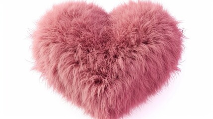 Obraz na płótnie Canvas Isolated on a white background, a pink volumetric fur heart