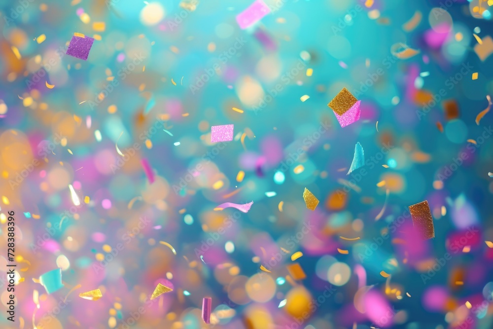Poster A vibrant image capturing a bunch of confetti falling from the sky. Perfect for adding a touch of celebration and joy to any project or event