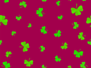 Fototapeta premium Shamrock seamless pattern for St. Patrick's Day. Green three-leaf clover is a symbol of good luck. Background for promotional products, cards and prints. Vector illustration