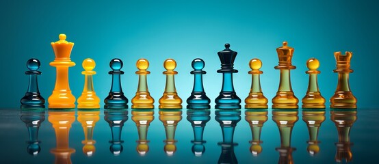 Chess on a chessboard, business concept of success and leadership