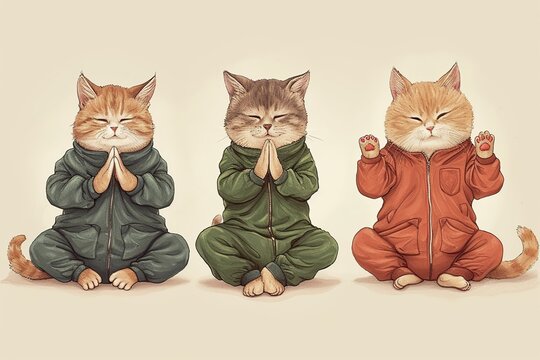 illustration of yoga cats