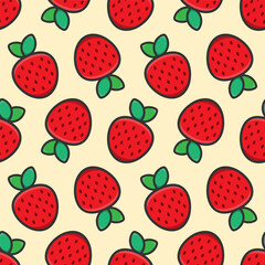 Red strawberries, a seamless pattern of berries, ideal for application on fabric or paper