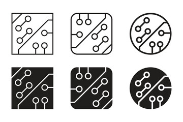 circuit board icon, vector symbol on transparent background.