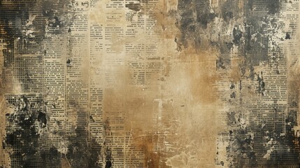 Old and worn newspaper paper grunge texture background - obrazy, fototapety, plakaty