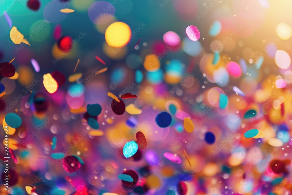 Poster Colorful confetti falling from the sky, creating a festive atmosphere. Perfect for adding a touch of joy and excitement to any occasion