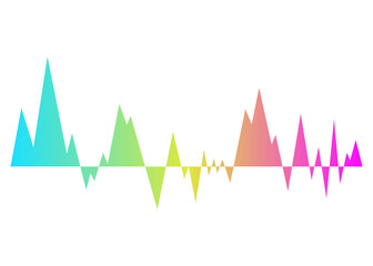 Color sound wave. Audio digital equalizer technology, musical pulse vector Illustration. Voice line waveform or volume level symbol. Curve radio wave