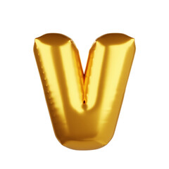 3D gold balloon letter V
