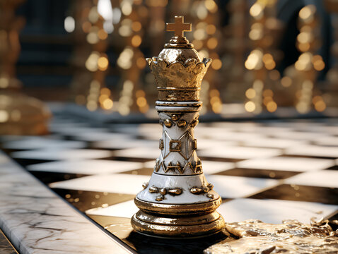 Chess on a chessboard, business concept of success and leadership